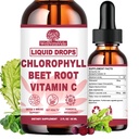 Liquid Chlorophyll Drops, Chlorophyll Supplements w. Beetroot & Vitamin C for Antioxidant Cleanse & Internal Freshness, Natural Liquid Chlorophyll for Women & Men, Fast Absorption Than Capsules Pills
