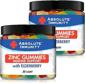 Absolute Immunity- ZINC and Elderberry Gummies - Immune System Health - Adults and Kids 30ct. 2 Pack
