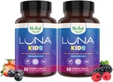 Nested Naturals Luna Kids Sugar-Free Sleep Aid Tablets for Children 4+ - Naturally Sourced Ingredients - Herbal Sleep Supplement with Chamomile, Melatonin, Valerian & Lemon Balm - 120 Chewable Tablets