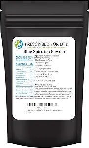 Prescribed For Life Blue Spirulina Powder, Pure Vegan Superfood, Gluten Free, Natural, Non GMO, Blue Algae Powder (Phycocyanin), Packed with Protein, Vitamins & Antioxidants (56g)