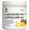 L-Arginine 5000mg + L-Citrulline 2000mg Complex Powder Supplement - Nitric Oxide Booster - Heart Health, Circulation, Energy & Endurance - 30 Servings (Pineapple)