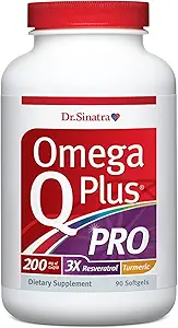 Dr. Sinatra Omega Q Plus PRO – Professional Strength Heart and Healthy Aging Support with 200 mg of CoQ10 and 90 mg of Resveratrol for Optimal Cellular Energy Production (90 softgels)