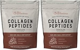 Live Conscious Collagen Peptides Powder - Chocolate Collagen Powder - Hair, Skin, Nail, and Joint Support - Type I & III Grass-Fed Collagen Supplements for Women and Men (2-Pack)