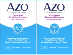 AZO Complete Feminine Balance Daily Vaginal Probiotics for Women,Clinically Proven to Help Protect Vaginal Health,Helps Balance pH and Yeast,60 Count (Pack of 2)