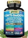 Corti-Smooth Cortisol Supplement Magnesium, L-Theanine, Ashwagandha, Phosphatidylserine, Valerian Root, Lions Mane, Bacopa Monnieri, Ginkgo Biloba, Panax Ginseng, Magnolia Bark, GABA (60 Caps)