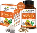 Papaya Leaf Extract Capsule and Papaya Leaf Tea Bundle - Completely Support Immune Health and Digestive Wellness