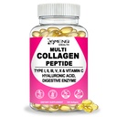 Multi Collagen Softgels for Women & Men, Hydrolyzed Collagen Supplements - Type I, II, III, V, X with Hyaluronic Acid, Biotin & Vitamin C – Hair, Skin, Nails Beauty Complex, Non-GMO, Filler Free