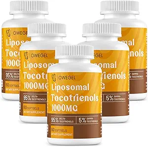 Liposomal Tocotrienols 1000mg - High Bioavailability Vitamin E Tocotrienols Supplements,95% Delta & 5% Gamma Tocotrienol Capsules Support Skin,Bone,Antioxidant,300 Softgels