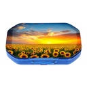 This Portable Sunflowers At Sunset Pattern 6-Compartment Pillbox Can Be Placed in A Pocket Or Wallet to Store Vitamins, Medicines Fish Oil Health Supplements Other Medications.
