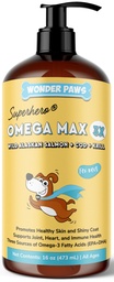 Wonder Paws Fish Oil for Dogs - Omega 3 for Dogs from Alaskan Salmon, Cod & Krill Oil - EPA DHA Fatty Acids - Less Shedding & Itching - Skin, Joint, Immune & Heart Health - Liquid Supplement (16 oz)