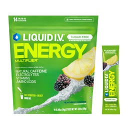 Liquid I.V.® Hydration Multiplier Sugar-Free + Energy - Blackberry Lemonade | Electrolyte Powder Drink Mix | 1 Pack (14 Servings)