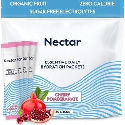 Nectar Hydration Packets - Electrolytes Powder - No Sugar or Calories - Organic Fruit Liquid Daily IV Electrolytes Powder for Dehydration Relief and Rehydration (Cherry Pom 30 Pack) Packaging may vary