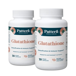 Pattern Wellness Glutathione Supplement - Active Reduced Glutathione Formula with Added Vitamin C - Cell, Antioxidant, + Immune Health Support - 60 Vegan Capsules