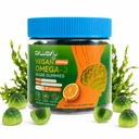 Omega 3 Gummies for Adults, Vegan Algae EPA DHA Fish Oil Alternative, Sweet Orange Dual Layer Chews with Lutein, Zeaxanthin, PS, Bacopa & Vitamins A C E, 60 Count