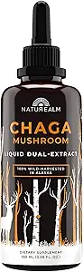 Naturealm Chaga Mushroom Liquid Tincture Supplement – Immune Support, Antioxidant Boost & Hair, Skin, Nail Health, Vegan, Non-GMO – Wild-Harvested Fruiting Bodies, 1 Month Supply