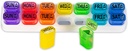 GMS Weekly Pill Organizer - 7 Day AM/PM Pop Out Pill Pods for Supplements, Vitamins & Medications - Ideal for Daily Use & Travel - Rainbow
