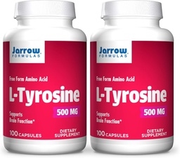 Jarrow Formulas L-Tyrosine 500 mg - 100 Capsules - Supports Brain Function - Brain Neurotransmitter Precursor - Free Form Amino Acid - Contains Pure Crystalline L-Tyrosine - 100 Servings