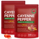 2 Pack Cayenne Pepper Softgels Supplement, Rich in Vitamin E D3+K2 and Extracts of Grape Seed, Hawthorn, Beetroot and Others, Supports Leg Vein, Heart and Blood Vessel Health