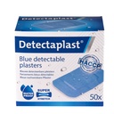Detectaplast 50 x Blue Premium Water Sensitive Plasters for Food Handling, Detectable First Aid Plasters in Gastronomy 50 x 72 mm, 50 Pieces