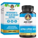 Ancient Bliss Alpha Lipoic Acid Supplement, Antioxidant and Energy Support, ALA Supplement with Bioperine, No Gluten and Soy, 600mg per Serving, 60 Vegan Capsules