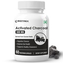 Biotrex Nutraceuticals Activated Charcoal 500mg | Sourced From Coconut Shells | Gas & Bloating Relief | Supports Digestive Health & Gut Detox | 100% Natural | 60 Veg Capsules