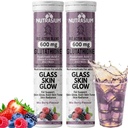 Nutrasium | Glutathione tablets for skin Glow & Even Skin Tone | 600 mg L-Glutathione Reduced with Biotin, Zinc, Hyaluronic acid Vitamin C & E | 30 Effervescent Tablets Mixed Berry