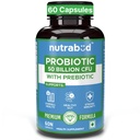 Nutrabud Probiotic Supplement 50 Billion CFU - 60 Veg Capsules - Probiotic for Gut Health Supplements - Supports Digestion & Immunity (60 Count (Pack of 1), Unflavoured)