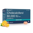 Carbamide Forte Vitamin D3 60000IU Tablets | Vitamin D3 60k Supplement | Vitamin D Supplements | Cholecalciferol 60000 iu Supplement for men & women | Orange Flavour - 40 Tablets