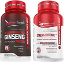 Herbtonics Korean Panax Red Ginseng and Strengthtonic Testosterone Booster for Men Bundle