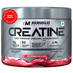 Bigmuscles Nutrition Creatine [155g, 50 Servings]|Watermelon Slush | Micronized Creatine Monohydrate To Support Lean Muscle Repair & Recovery|Increase Strength&Athletic Performance,Powder, 1 count