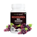 Alpspure Nutra Resveratrol 98% (Grape Skin Extract), 30 Tablets |Supports Heart Health and Weight Management | Powerful Natural Antioxidant | Anti-ageing & Anti-inflammatory | For Men & Women
