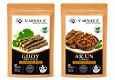 Naturals Organic Giloy Dried Sticks Powder 100g + Arjun Chhal Powder 100g Combo | Guduchi (Tinospora Cordifolia) Stem & Terminalia Arjuna Bark | Pure Natural Ayurvedic Herbs | Chemical-Free | Herbal Tea, Kadha & Decoction Ingredients (Pack of 4)