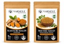 Naturals Organic Kasturi Haldi (Wild Turmeric) Powder 100g + Methi Seed Powder 100g Combo | 100% Pure Natural Ayurvedic Herbal Powders | Chemical-Free | For Face Pack, Hair Care & Skin Care | No Preservatives