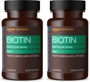   Elements Vegan Biotin 5000 mcg - Hair, Skin, Nails, 130 Capsules (4 Month Supply) (Packaging May Vary) (Pack of 2)