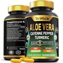 Aloe Vera Capsules Supplement - 8in1 Formula - Combine with Turmeric, Cayenne Pepper, Marshmallow, Fennel, Gotu Kola, Ginger, and Black Pepper - 90 Capsules for 3 Months Supply