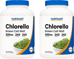 Nutricost Chlorella Capsules (2 Bottles) 500mg, 240 Capsules Per Bottle