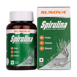 SUNOVA Organic Spirulina Capsules – Nature’s Own Superfood and Nutritional Supplement ,Spirulina for Full Body Support – 60 Capsules