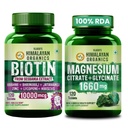 Vlado's Himalayan Organics Biotin Tablets for Hair Growth -10000mcg Biotin Supplement 120 Tablets + Magnesium Citrate + Glycinate + Oxide Complex 1660 mg120 Vegetarian Tablets