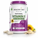 HealthyHey Vitamin E Capsules | Vitamin E for Skin & Hair | Sunflower - D-Alpha-Tocpherol -120 Veg Capsules