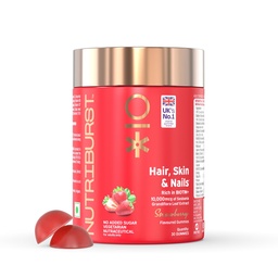 Nutriburst Biotin Gummies for Healthy Hair, Skin & Nails Growth | With High Potency 10000 mcg of Sesbania Extract Natural Biotin,Folic Acid & Multivitamins | No Added Sugar, Strawberry Flavor|30 Gummy
