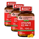 Carbamide Forte Vitamin k2 mk7 55 mcg | MK7 Form for Better Calcium Utilization | vitamin k2 supplement to Support Strong Bones & Heart Health for Men & Women | 120 Vegetarian Tablets (Pack of 3)