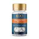 EX1 Vitamin D3 K2 Supplement | Vegan Vitamin D (Lichen) 600 IU + 55 mcg K2 MK7 | for Stronger Bones, Immunity & Calcium Absorption | 60 Veg Tablets