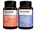 hk vitals 100% Magnesium Glycinate (1880mg), 60 Tablets + Multivitamin+ Men