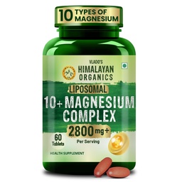 Vlado's himalayan Organics Magnesium Supplement 2800mg with 10 Chelated Salts Liposomal magnesium citrate , Oxide, Threonate, Aspartate, Chloride, Sulphate, Carbonate, Gluconate + 2 more with VItamin D3 & B12 I For Sleep, Muscle Recovery, Mood, Metabolism, Brain, Bone, Gut Health I 10X Strength mangesium complex - 60 Veg tablets