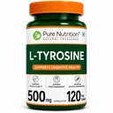 Pure Nutrition L Tyrosine (500mg), 120 Veg Capsules | Supports Cognitive Health, Memory, Focus & Brain Function | Reduces Stress & Fatigue | Promotes Thyroid Health