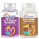 Dr. Morepen Calcium+ Advanced with Vitamin D2, Magnesium & Zinc + Multivitamin for Women with Calcium, Vitamin D3 & 21 Nutrients | Bone, Energy & Daily Wellness Combo