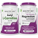 HealthyHey Nutrition Acetyl L-Carnitine (ALCAR),60 capsules & Magnesium Glycinate 120 capsules