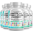Clean Nutraceuticals Quercetin Zinc Vitamin C Vitamin D Bromelain Elderberry - Lung Immune Support Supplement Adults with Artemisinin, Sea Moss, Echinacea, Allergy Relief (60 Count (Pack of 5))
