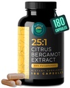 Citrus Bergamot Extract 1000mg Capsules — Natural 25:1 Citrus Bergamot Supplement with 50% Polyphenols and Black Pepper Extract — Natural Formula Vegan and Non-GMO — 180 Capsules
