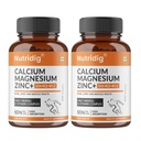 Veg Calcium Magnesium Zinc Supplement with Vitamin D3, K2 MK7 & B12 | Daily Bone, Muscle & Mineral Nutrition for Men & Women - 60 Capsules - Pack of 2